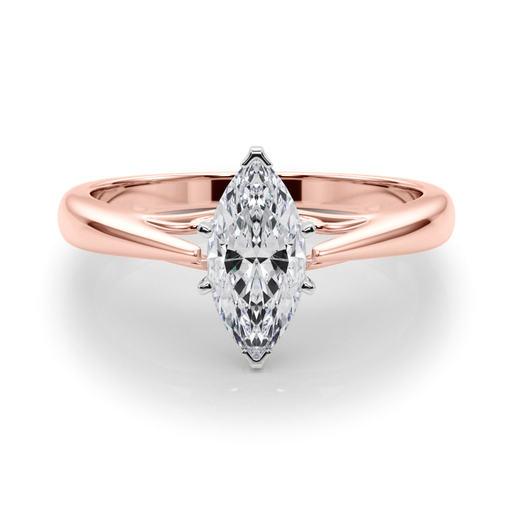 Lustrous Solitaires Any Shape Round Diamond Engagement Ring — 9K/18K Gold & Platinum