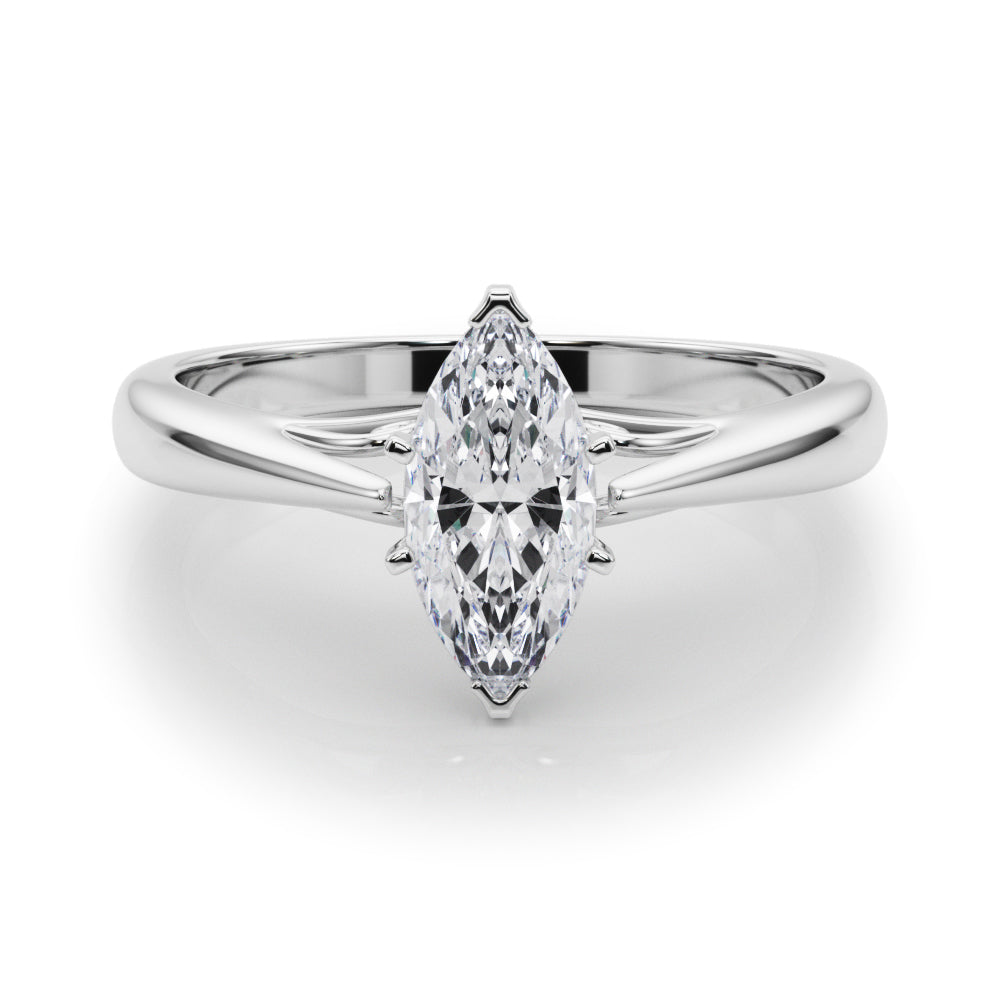 Lustrous Solitaires Any Shape Round Diamond Engagement Ring — 9K/18K Gold & Platinum