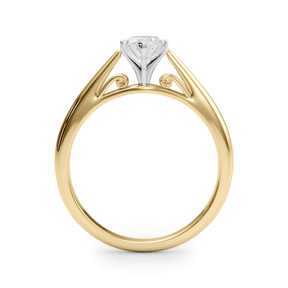 Lustrous Solitaires Any Shape Round Diamond Engagement Ring — 9K/18K Gold & Platinum