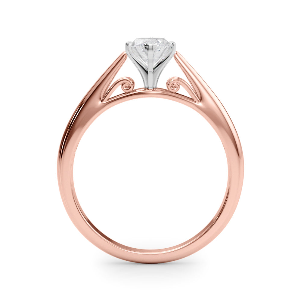 Lustrous Solitaires Any Shape Round Diamond Engagement Ring — 9K/18K Gold & Platinum