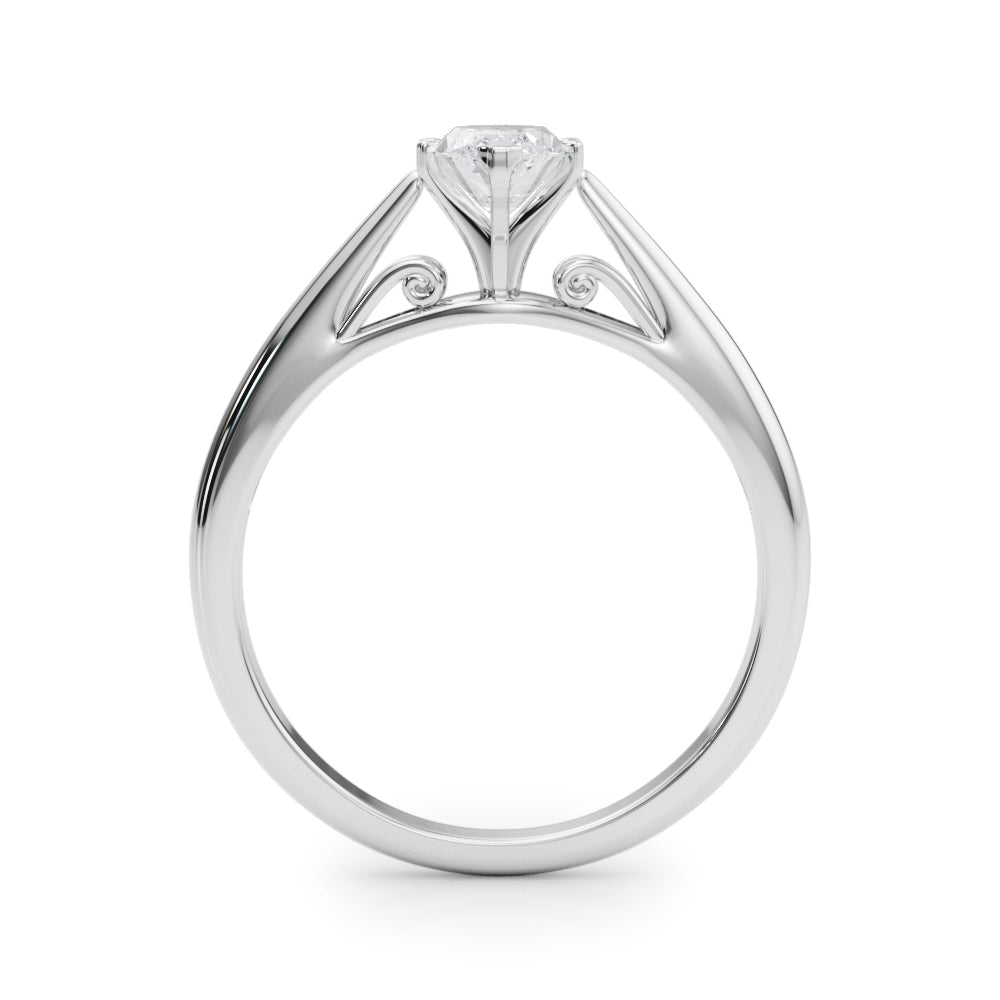 Lustrous Solitaires Any Shape Round Diamond Engagement Ring — 9K/18K Gold & Platinum