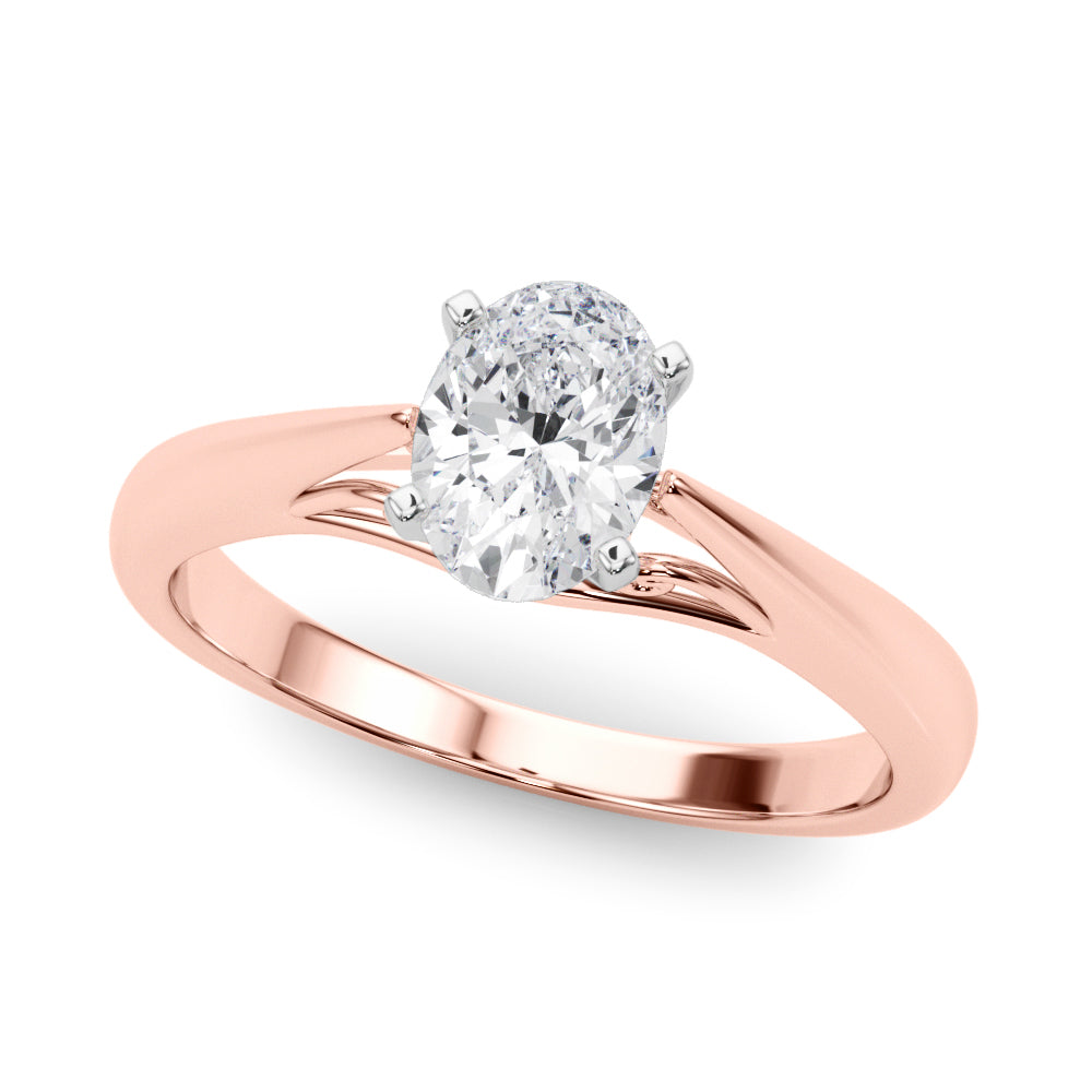 Lustrous Solitaires Any Shape Round Diamond Engagement Ring — 9K/18K Gold & Platinum
