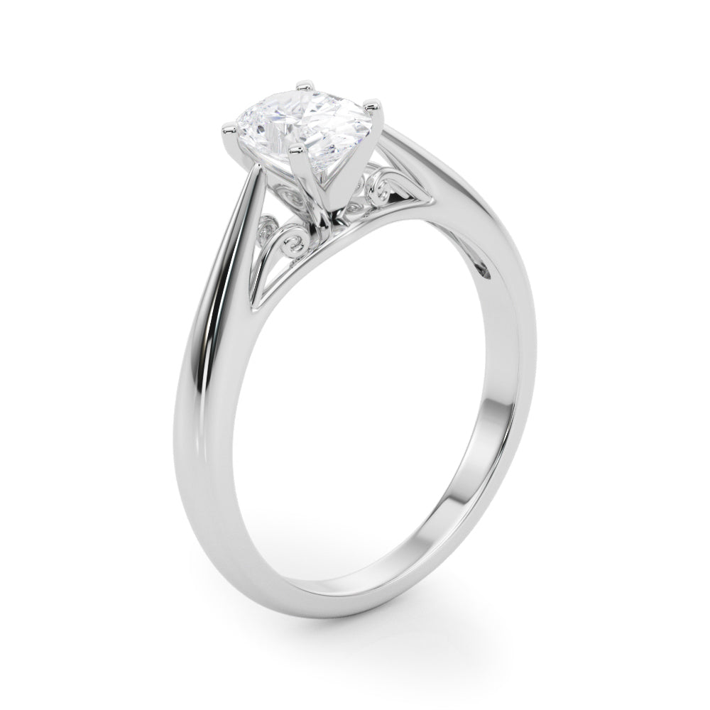 Lustrous Solitaires Any Shape Round Diamond Engagement Ring — 9K/18K Gold & Platinum