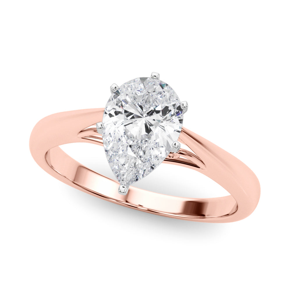 Lustrous Solitaires Any Shape Round Diamond Engagement Ring — 9K/18K Gold & Platinum