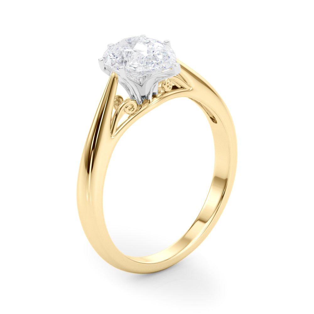 Lustrous Solitaires Any Shape Round Diamond Engagement Ring — 9K/18K Gold & Platinum