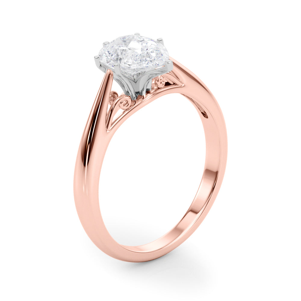 Lustrous Solitaires Any Shape Round Diamond Engagement Ring — 9K/18K Gold & Platinum