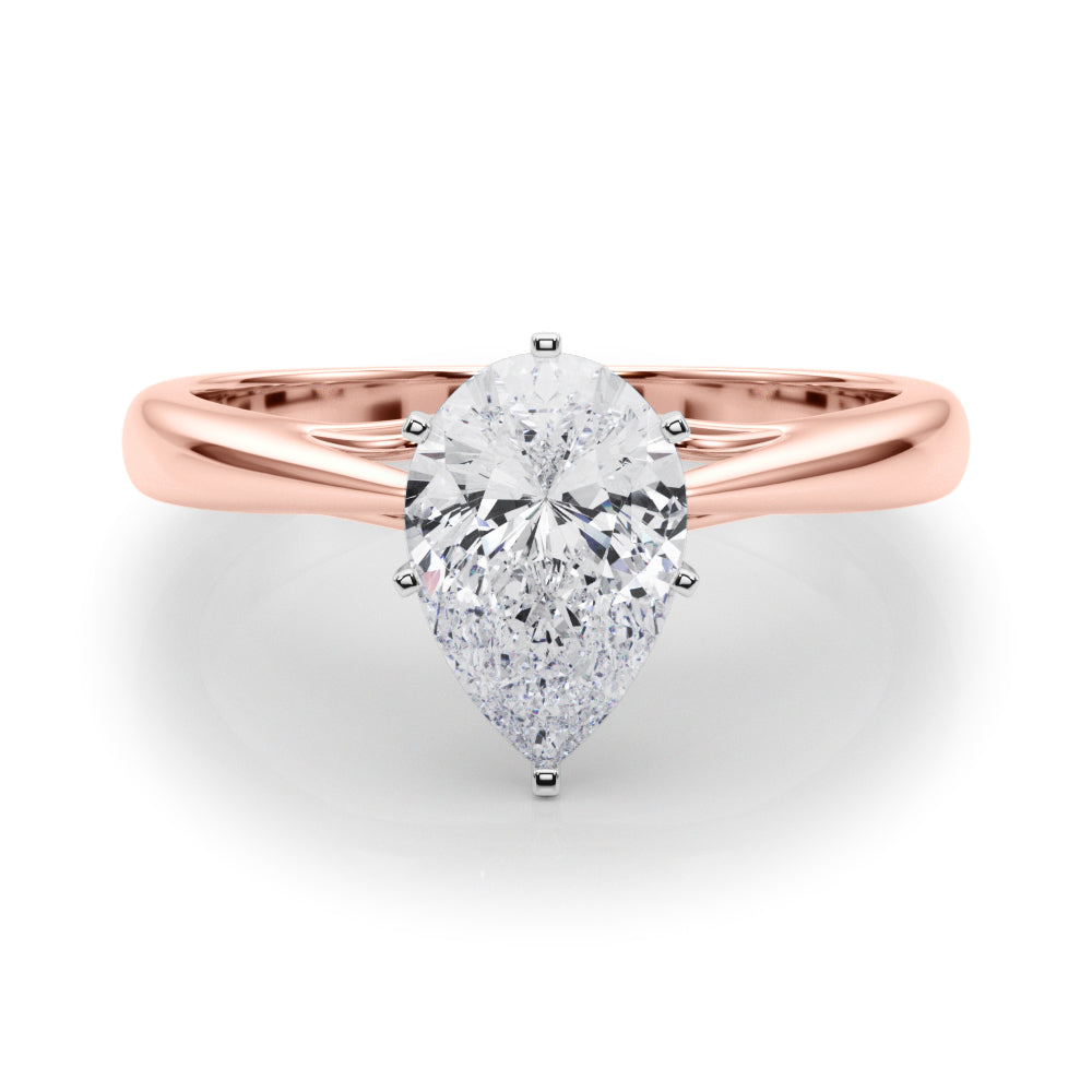 Lustrous Solitaires Any Shape Round Diamond Engagement Ring — 9K/18K Gold & Platinum