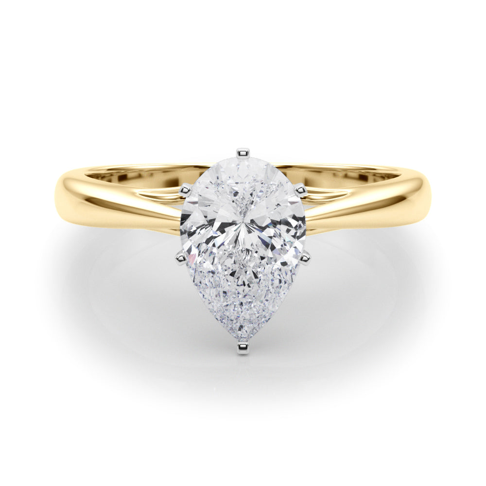 Lustrous Solitaires Any Shape Round Diamond Engagement Ring — 9K/18K Gold & Platinum