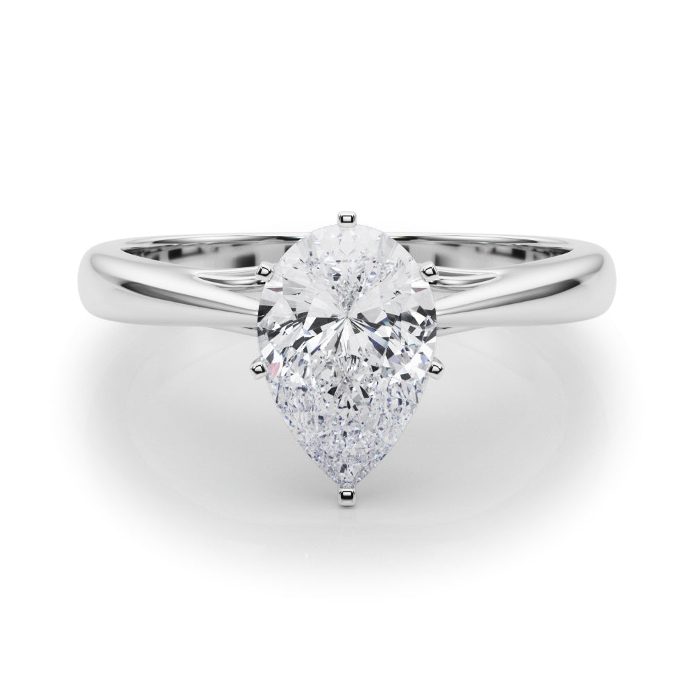 Lustrous Solitaires Any Shape Round Diamond Engagement Ring — 9K/18K Gold & Platinum