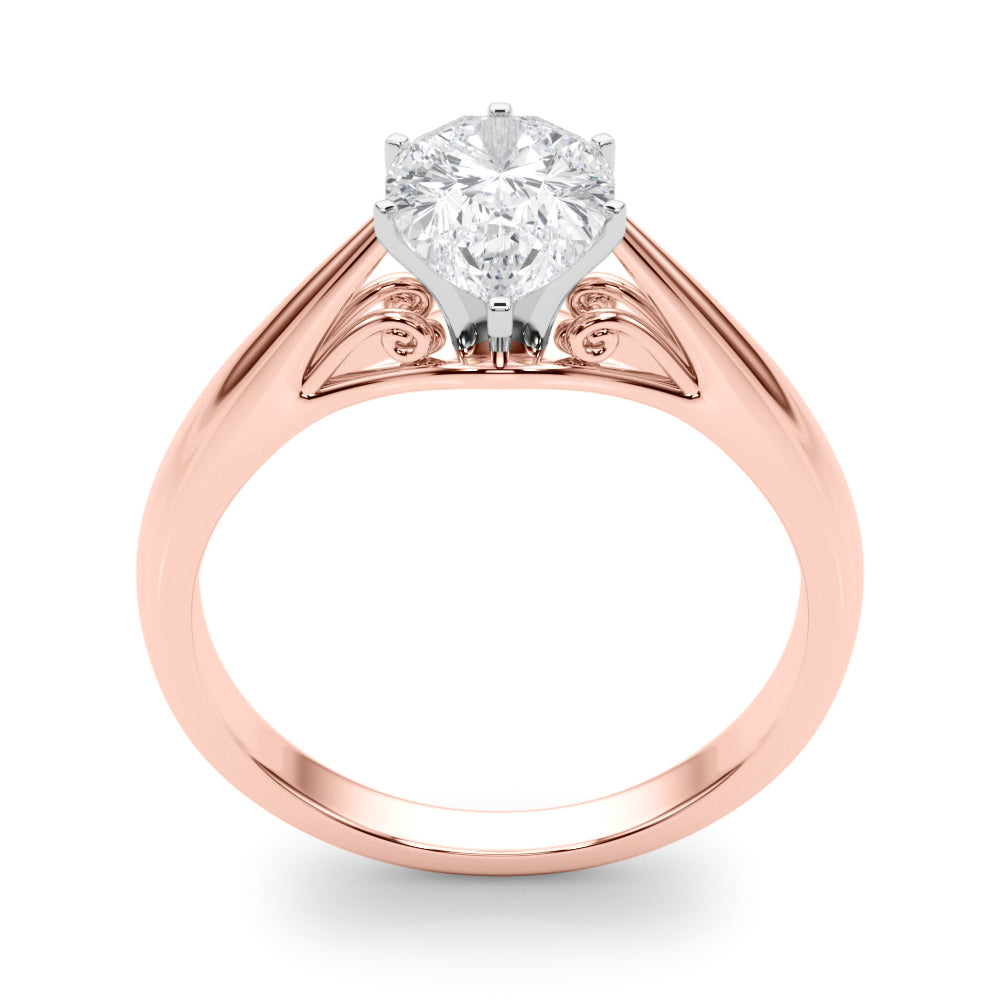 Lustrous Solitaires Any Shape Round Diamond Engagement Ring — 9K/18K Gold & Platinum