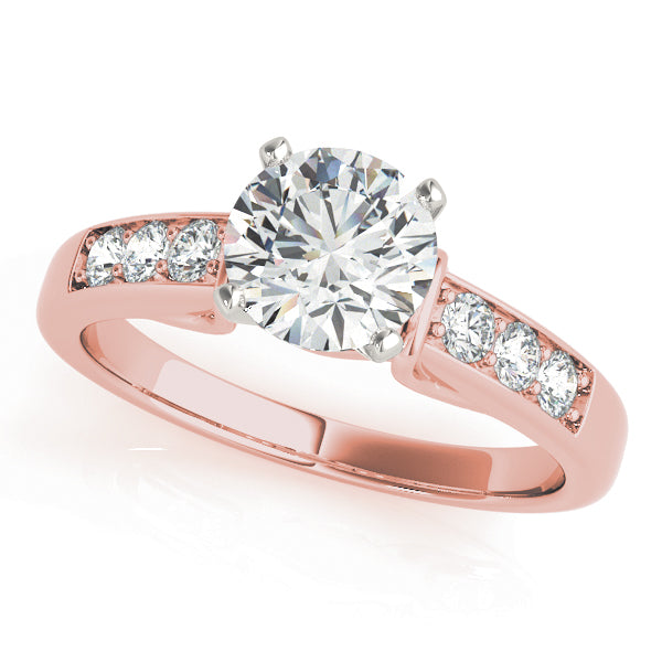 Opulent Channel-Set Round Diamond Engagement Ring — 9K/18K Gold & Platinum
