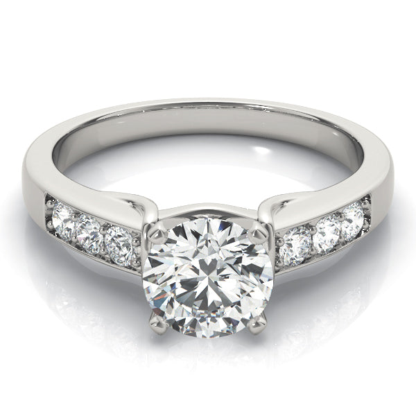 Opulent Channel-Set Round Diamond Engagement Ring — 9K/18K Gold & Platinum