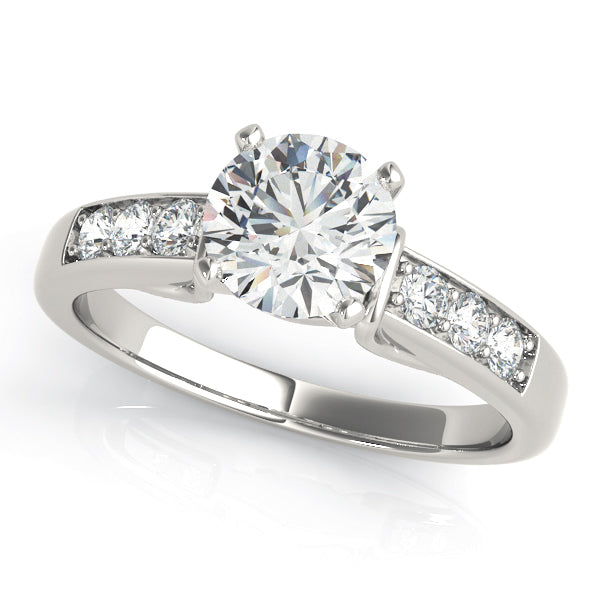 Opulent Channel-Set Round Diamond Engagement Ring — 9K/18K Gold & Platinum