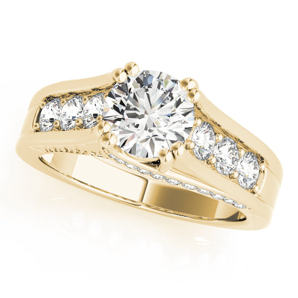 Celestial Channel-Set Round Diamond Engagement Ring — 9K/18K Gold & Platinum