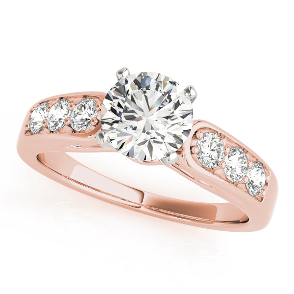 Crowned Channel-Set Round Diamond Engagement Ring — 9K/18K Gold & Platinum