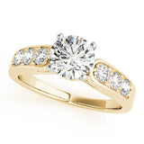 Crowned Channel-Set Round Diamond Engagement Ring — 9K/18K Gold & Platinum