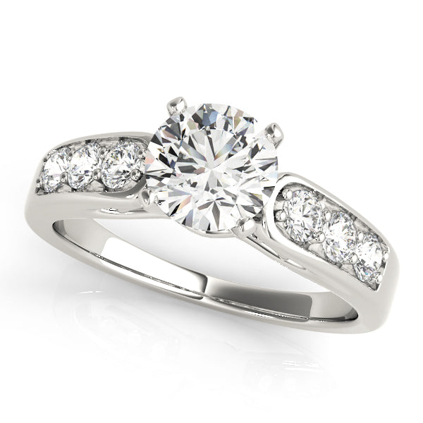 Crowned Channel-Set Round Diamond Engagement Ring — 9K/18K Gold & Platinum