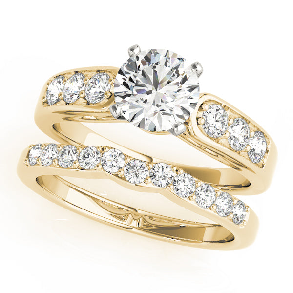 Crowned Channel-Set Round Diamond Engagement Ring — 9K/18K Gold & Platinum