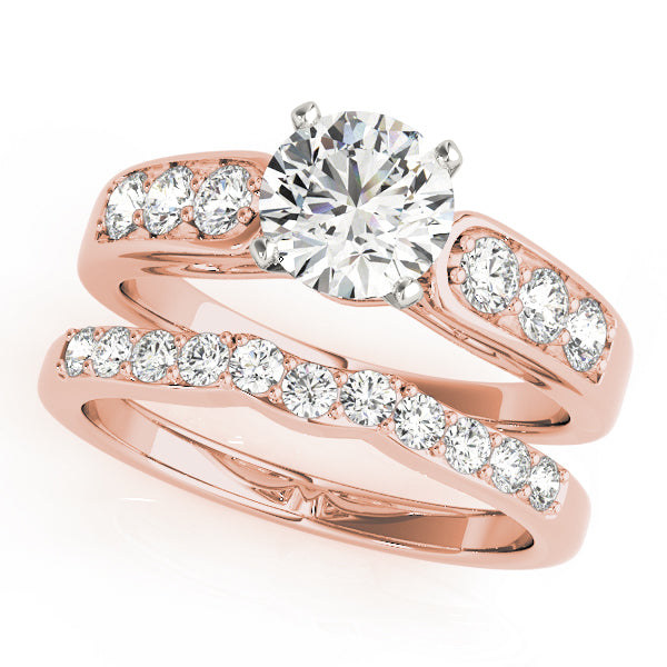 Crowned Channel-Set Round Diamond Engagement Ring — 9K/18K Gold & Platinum