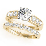 Crowned Channel-Set Round Diamond Engagement Ring — 9K/18K Gold & Platinum