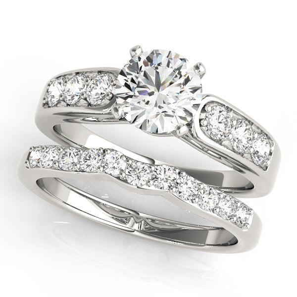 Crowned Channel-Set Round Diamond Engagement Ring — 9K/18K Gold & Platinum