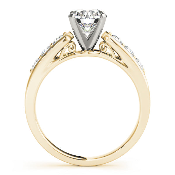 Crowned Channel-Set Round Diamond Engagement Ring — 9K/18K Gold & Platinum