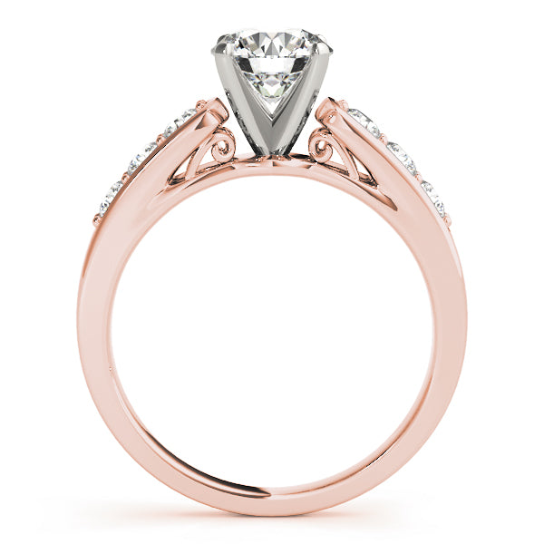 Crowned Channel-Set Round Diamond Engagement Ring — 9K/18K Gold & Platinum