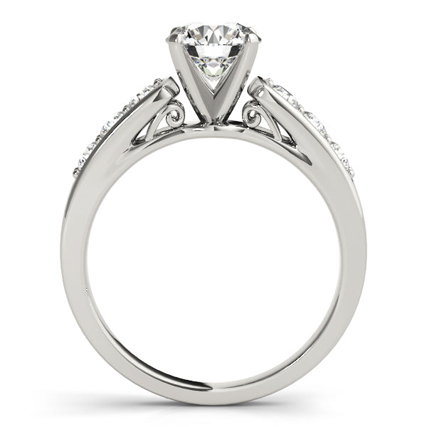 Crowned Channel-Set Round Diamond Engagement Ring — 9K/18K Gold & Platinum