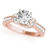 Graceful Cluster Sides Round Diamond Engagement Ring — 9K/18K Gold & Platinum