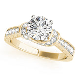 Graceful Cluster Sides Round Diamond Engagement Ring — 9K/18K Gold & Platinum