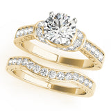 Graceful Cluster Sides Round Diamond Engagement Ring — 9K/18K Gold & Platinum