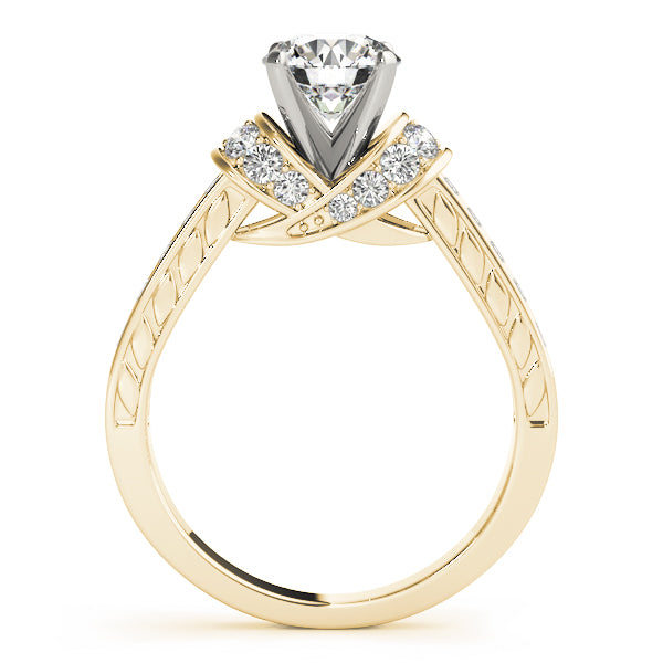 Graceful Cluster Sides Round Diamond Engagement Ring — 9K/18K Gold & Platinum