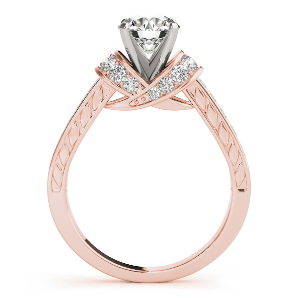 Graceful Cluster Sides Round Diamond Engagement Ring — 9K/18K Gold & Platinum