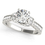 Graceful Cluster Sides Round Diamond Engagement Ring — 9K/18K Gold & Platinum