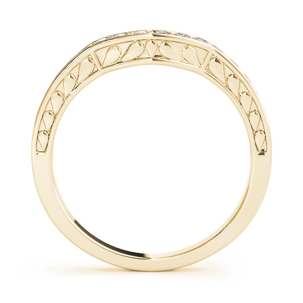 Curved Bands Half Eternity Ring in Gold & Platinum