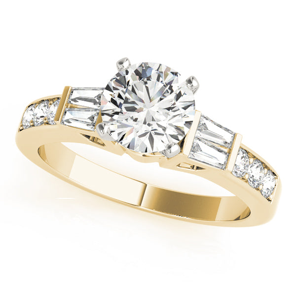 Pristine Fancy Shape Baguette Round Diamond Engagement Ring — 9K/18K Gold & Platinum