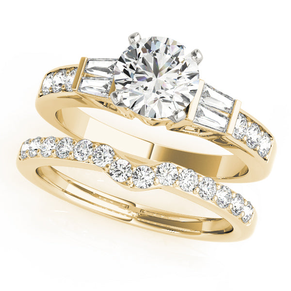 Pristine Fancy Shape Baguette Round Diamond Engagement Ring — 9K/18K Gold & Platinum