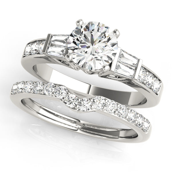 Pristine Fancy Shape Baguette Round Diamond Engagement Ring — 9K/18K Gold & Platinum