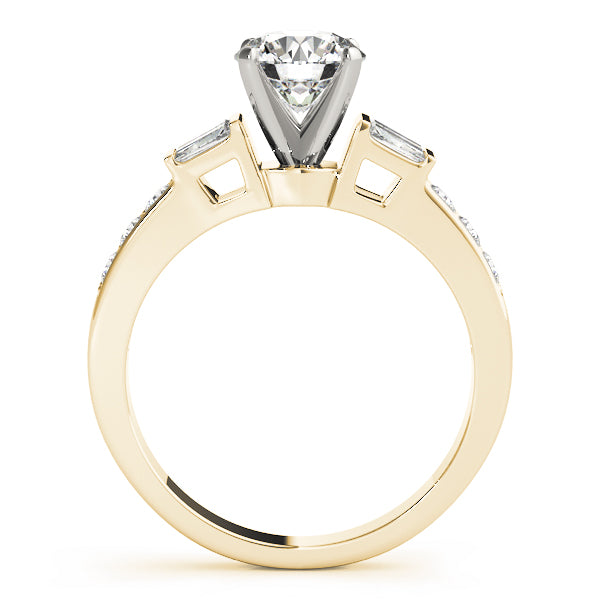 Pristine Fancy Shape Baguette Round Diamond Engagement Ring — 9K/18K Gold & Platinum