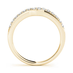 Curved Bands Half Eternity Ring in Gold & Platinum