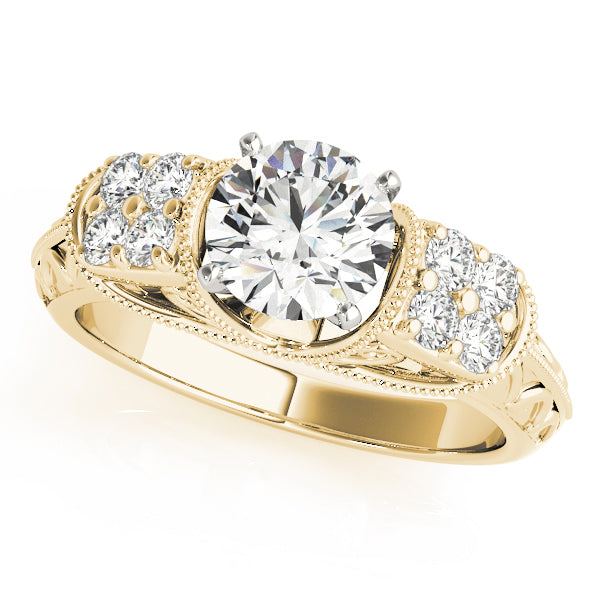 Adored Antique Round Diamond Engagement Ring — 9K/18K Gold & Platinum