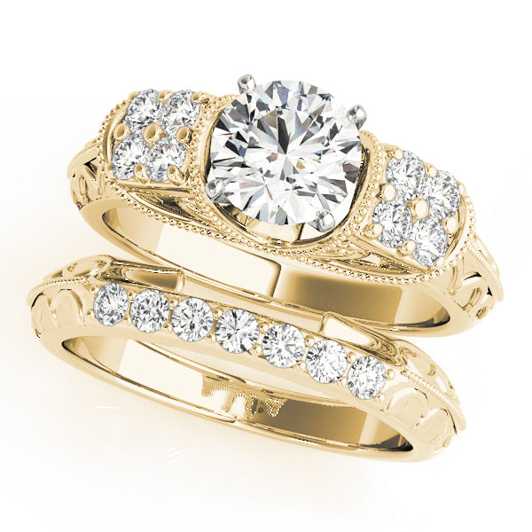 Adored Antique Round Diamond Engagement Ring — 9K/18K Gold & Platinum