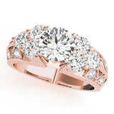 Resplendent Cluster Sides Round Diamond Engagement Ring — 9K/18K Gold & Platinum