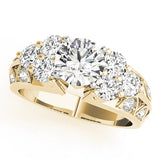 Resplendent Cluster Sides Round Diamond Engagement Ring — 9K/18K Gold & Platinum