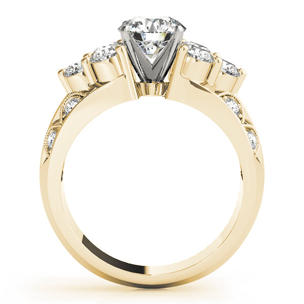 Resplendent Cluster Sides Round Diamond Engagement Ring — 9K/18K Gold & Platinum