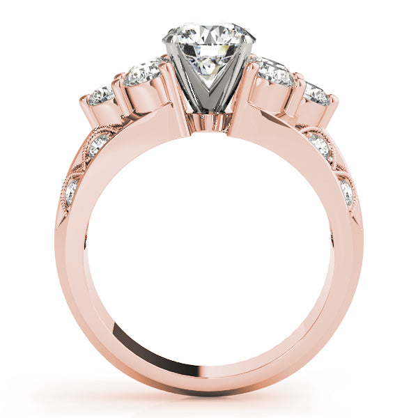 Resplendent Cluster Sides Round Diamond Engagement Ring — 9K/18K Gold & Platinum