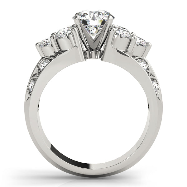 Resplendent Cluster Sides Round Diamond Engagement Ring — 9K/18K Gold & Platinum
