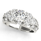 Resplendent Cluster Sides Round Diamond Engagement Ring — 9K/18K Gold & Platinum