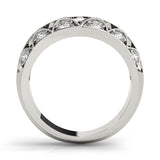 Curved Bands Half Eternity Ring in Gold & Platinum