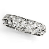 Curved Bands Half Eternity Ring in Gold & Platinum